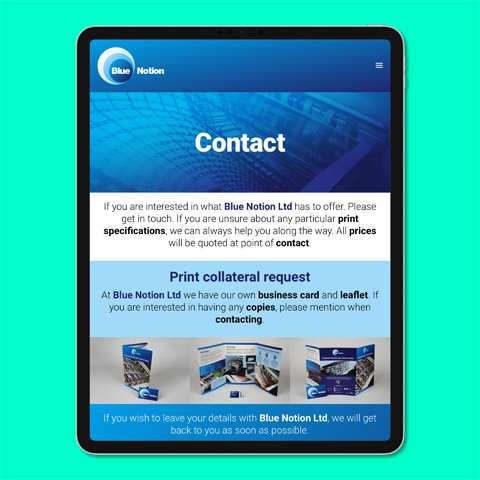 Blue Notion - Website 4 - iPad